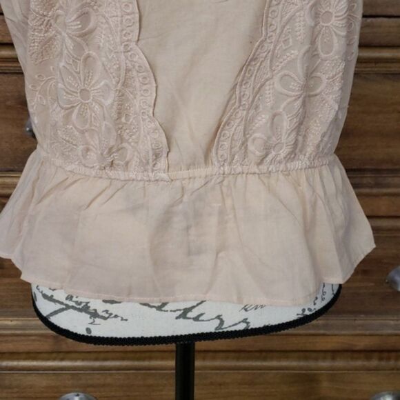 Japna Embroidered Boho Short Sleeve Peplum Blouse Top (NWT) - Picture 3 of 6